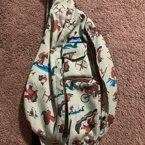 HTF Kavu REI Limited Edition Light Green Sasquatch Vacation Rope Sling Bag EUC